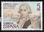 Sellos de Europa - Espa�a -  Defensa Naval de Tenerife. Siglo XVIII  - Antonio Guitierrez