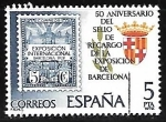 Sellos de Europa - Espa�a -  50 Aniversá de la Exposición de Barcelonario del sello de recargo