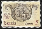 Stamps Spain -  Dia del sello 1980 - Respaldo del banco de la capilla de Marcús