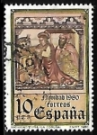 Stamps Spain -  Navidad 1980 - Mural Gótico de la Iglesia de Santa María de Cuiña
