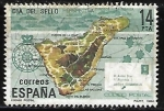 Sellos de Europa - Espa�a -  Dia del Sello - Isla de Tenerife sobre el mapa 