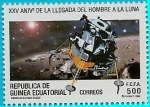 Stamps Equatorial Guinea -  XXV anivº llegada hombre a la Luna - mòdulo lunar Eagle