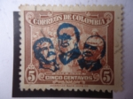 Stamps Colombia -  Café Suave - Líderes asociados durante la 2da. Guerra Mundial: Stalin,Roosevelt,Churchill.