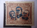Sellos del Mundo : America : Colombia : Café Suave - Líderes asociados durante la 2da. Guerra Mundial: Stalin,Roosevelt,Churchill.