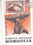 Stamps Mongolia -  SELLOS SOBRE SELLO- VUELO POLAR EN DIRIGIBLE