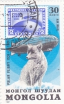 Stamps Mongolia -  SELLOS SOBRE SELLO- VUELO POLAR EN DIRIGIBLE 