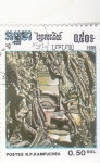 Sellos de Asia - Camboya -  CARA ESCULPIDA