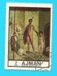 Stamps United Arab Emirates -  AJMAN - Teseo y el minotauro - Arte Romano - Pompeya