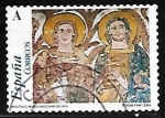 Stamps Spain -  El románico aragonés - fragmento de un mural de la Iglesia de San Juan