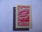 Stamps : America : Nicaragua :  Sobre-tasa Postal -Construcción del Estadio Nacional