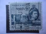 Stamps Malta -  Templos Neoliticos en Tarxies - Queen Elizabet II - Conjunto de Templos Neolíticos en Tarxien-Malta.