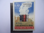 Sellos de America - Venezuela -  Plan Siderurgico del Orinoco - Primera Colada de Acero - Steel Miles.
