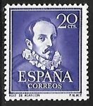 Stamps : Europe : Spain :  Literatos - Ruiz de Alarcón