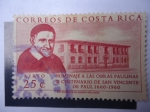 Stamps Costa Rica -  Homenaje a las Obras Paulinas - III Centenario de San Vicente  de Paul 1660 al 1960