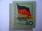 Stamps Germany -  Passenger Plane - 10 Jahre DDR - Industria de la Aviación de la RDA