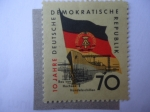Stamps Germany -  Buque en el Astillero - 10 Jahre DDR