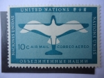 Stamps : America : ONU :  Plane and Gull - Avión y Gabiota
