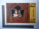 Stamps : Asia : Nepal :  Shiva y Parbati - Altar con la Estatua del Dios Shiva y la Diosa Parbati