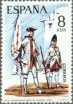 Stamps Spain -  ESPAÑA 1974 2201 Sello Nuevo Uniformes Militares Abanderado del Regimiento de Zamora 1739