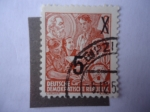Stamps Germany -  DDR-República Democrática Alemana - Juventud Aprendiendo-Retrato de Carl Marx