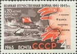 Sellos de Europa - Rusia -  Gran guerra patriótica 1941-1945, tanques y mapa de la batalla de Kursk