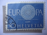 Sellos de Europa - Suiza -  Europa (C:E.P.T) 1960 - Con un Circulo de 19 Radios 