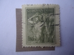 Stamps Czechoslovakia -  Mujer Atada al Grano - Agricultura - Woman Bundling  Grain.