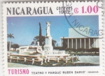Stamps Nicaragua -  TEATRO Y PARQUE -RUBEN DARIO