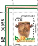 Stamps Honduras -  L Aniv. Banco Occidente. Cerámica maya 