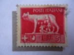 Stamps Italy -  Luperca amamantando a los gemelos Rómulo y Remo - Serie Imperial- 1929.