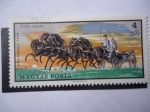 Stamps Hungary -  Carruaje tirado por 5 Corceles -  Parque Nacional Hortobagy