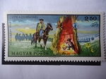Stamps Hungary -  Fogata en el Parque Nacional Hortobágy.