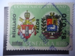 Stamps Venezuela -  Vaticano II -21°Concilio Ecuménico Romano - Escudo de Armas del Vaticano y de Venezuela.