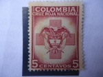 Stamps Colombia -  Cruz Roja Nacional - Escudo de Arma sobre la Cruz Roja.