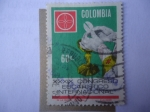 Stamps Colombia -  XXXIX Congreso Eucarístico Internacional, Bogotá - Manos del Sacerdote y Emblema del Congreso.