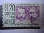 Sellos de America - M�xico -  Constitució del 1857 - Constituyentes: Leon Guzman (---,1884) Ignacio Ramirez (1818-1878)