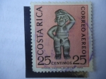 Stamps Costa Rica -  Figura Maya, Masculina en Piedra - Arte Antiguo-Arqueología.