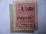 Stamps : America : Ecuador :  Timbre para Servicio Consular - escudo de Armas - Educación para Adultos.