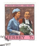 Stamps United Kingdom -  Visita de la Reina Isabel II a Jersey, 1957