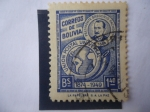 Sellos de America - Bolivia -  Presidente, Gregorio Pacheco -75 Aniversario de la Unión Postal Universal (1874-1946) Mapa y Cuerno