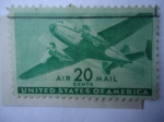 Sellos de America - Estados Unidos -  Avión Bimotor de Transporte - Correo Aéreo 1941-1949