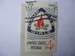 Stamps United States -  Emblema Movimiento Scout- Fuego en Campamento de Jóvenes - 50 Aniversario. 