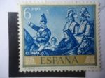 Stamps Spain -  Ed:ES 1863 - La Reina, Cristina - Oleo del Pintor:Mariano Fortuny (1838-1874)