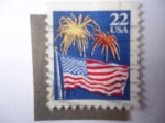 Stamps United States -  Bandera - Fuegos Artificiales