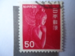 Stamps Japan -  Estatua de Nyoirin Kannon - Diosa de la Misericordia - Templo de CHugu-Ji (Nara-Japón)