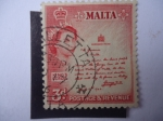 Stamps Malta -  Scroll´s  del Rey - Queen Elizabeth II, 1956-1958.