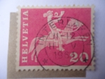 Stamps Switzerland -  Cartero a Caballo-Corneta de Correo - Siglo 19 -Motivos y Monumentos de la Historia Postal.
