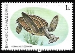 Sellos de Asia - Maldivas -  Leatherback Sea Turtle 