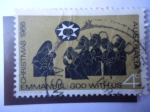 Stamps Australia -  Navidad 1966 - Emmanuel-Adoración del Niño.