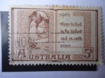 Stamps Australia -  Navidad 1961 - Libro de Oraciones, con escena Navideña del Día 15